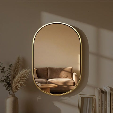 GDHeHKJi Vintage Gold Oval Decorative Mirror