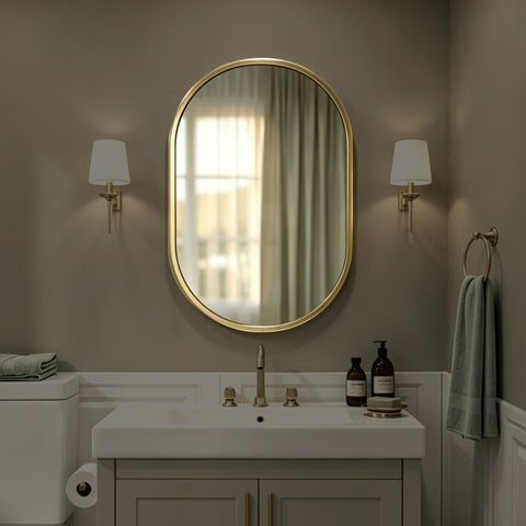 GDHeHKJi Vintage Gold Oval Decorative Mirror