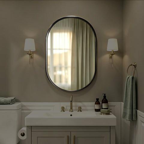 GDHeHKJi Minimalist Black Oval Decorative Mirror