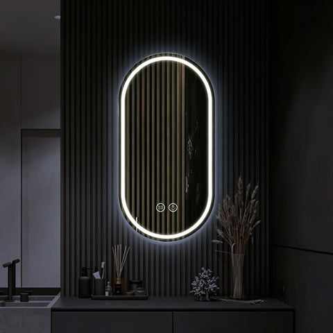 GDHeHKJi 3-Color Anti-Fog Oval Smart Mirror