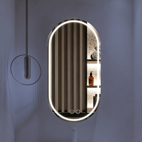 GDHeHKJi 3-Color Anti-Fog Oval Smart Mirror