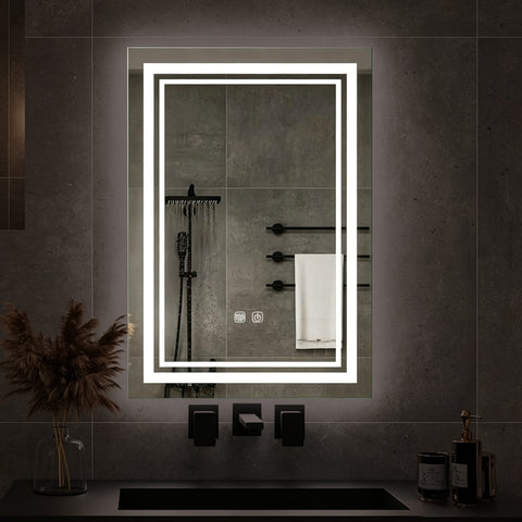 GDHeHKJi 3-Color Anti-Fog Rectangular Smart Mirror