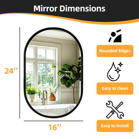 GDHeHKJi Minimalist Black Oval Decorative Mirror