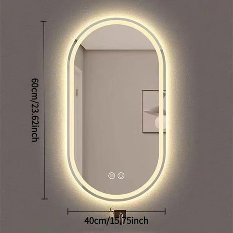GDHeHKJi 3-Color Anti-Fog Oval Smart Mirror