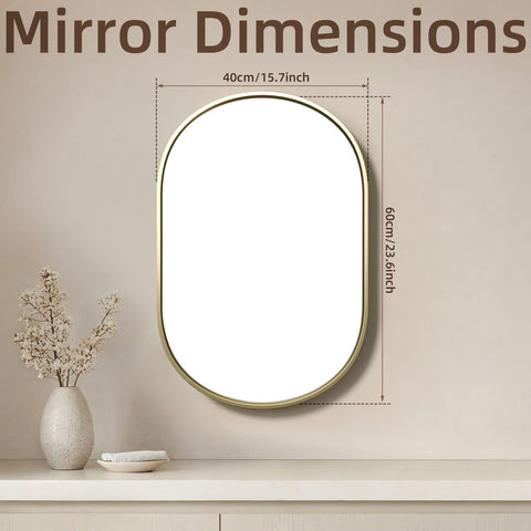 GDHeHKJi Vintage Gold Oval Decorative Mirror