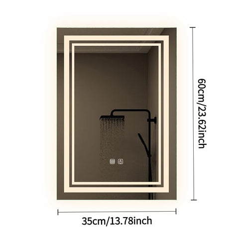 GDHeHKJi 3-Color Anti-Fog Rectangular Smart Mirror