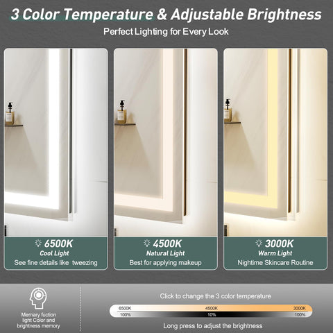 GDHeHKJi | Backlit LED Anti-Fog Bathroom Mirror