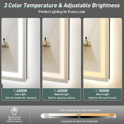 GDHeHKJi | Frameless Backlit Bathroom Mirror