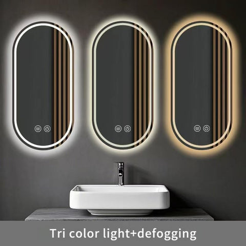 GDHeHKJi 3-Color Anti-Fog Oval Smart Mirror