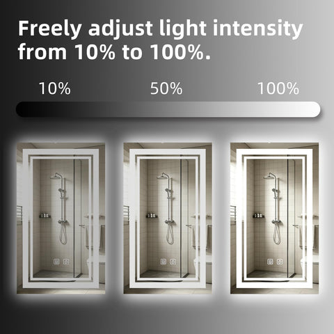 GDHeHKJi 3-Color Anti-Fog Rectangular Smart Mirror