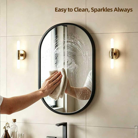 GDHeHKJi Minimalist Black Oval Decorative Mirror