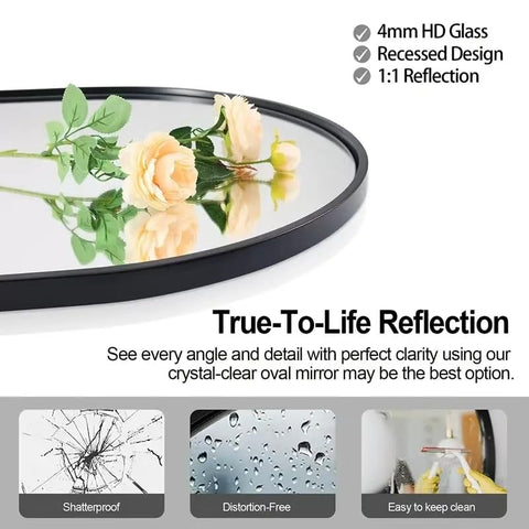 GDHeHKJi Minimalist Black Oval Decorative Mirror