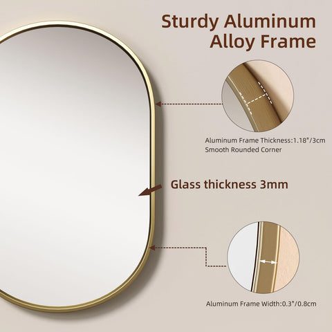GDHeHKJi Vintage Gold Oval Decorative Mirror